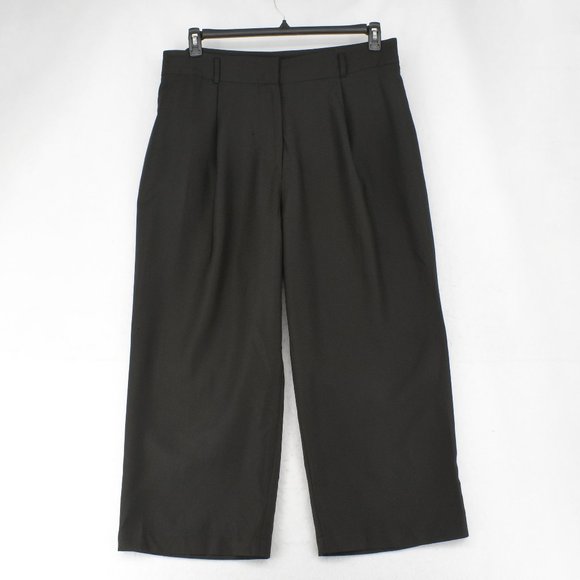 City Chic Casual Pants Womens Plus Black Cropped Wide Leg Tie Front High Rise - Picture 3 of 8